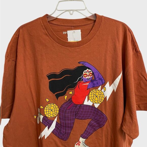 NWT Urban Outfitters Dia Pacheco X Golden Hour T-Shirt Women's XL Brown Artsy - Picture 2 of 15